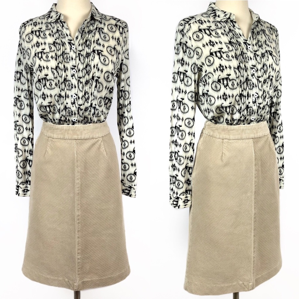 Ann Taylor Petites Tan Corduroy A-Line Skirt
